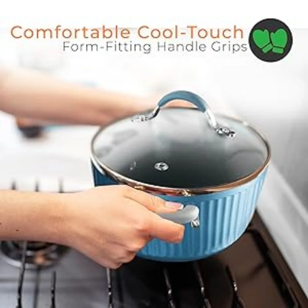 pfoa ptfe free;Nonstick;Cookware Excilon;Home Kitchen Ware Pots;nutrichef;eco