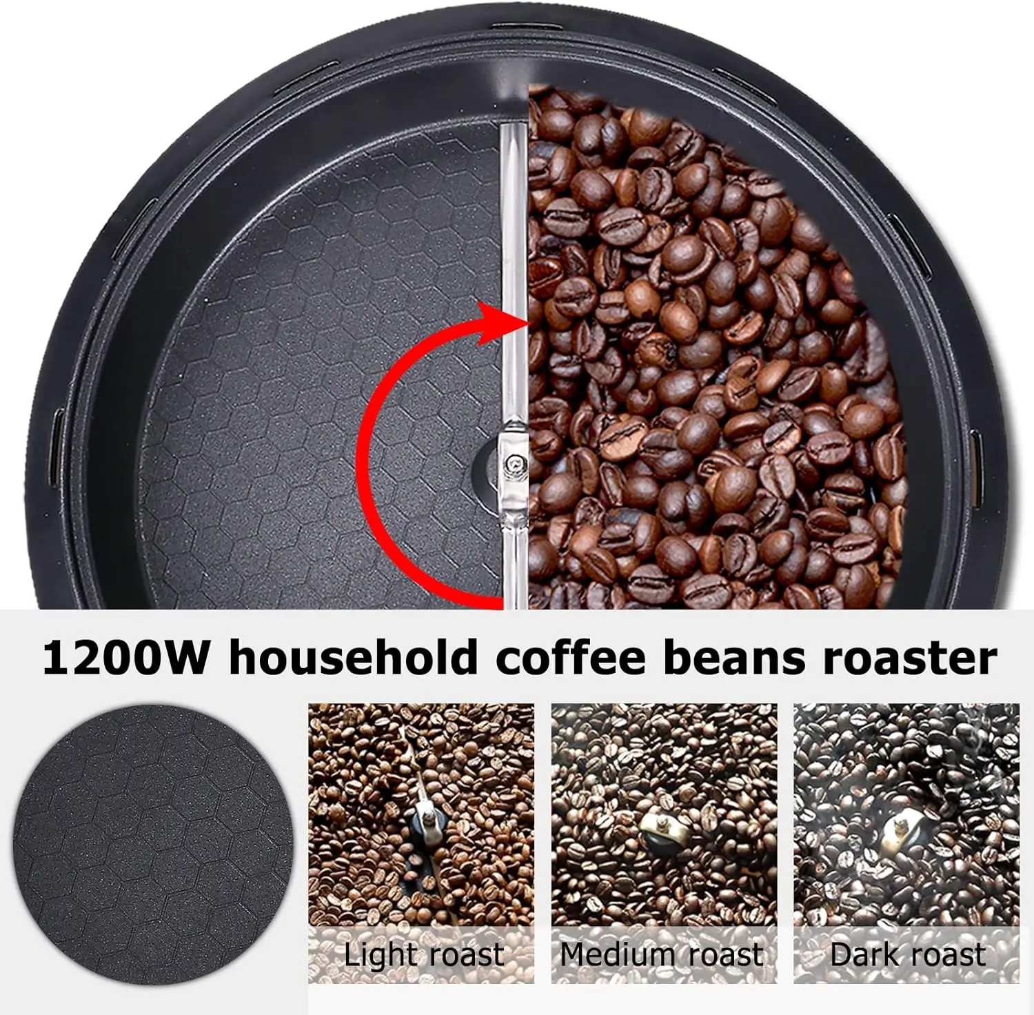 Household Coffee Roasters Machine Electric Coffee Beans Roaster for Cafe Shop Home Use 500g/1.1lb (Upgrade 110V-120V)