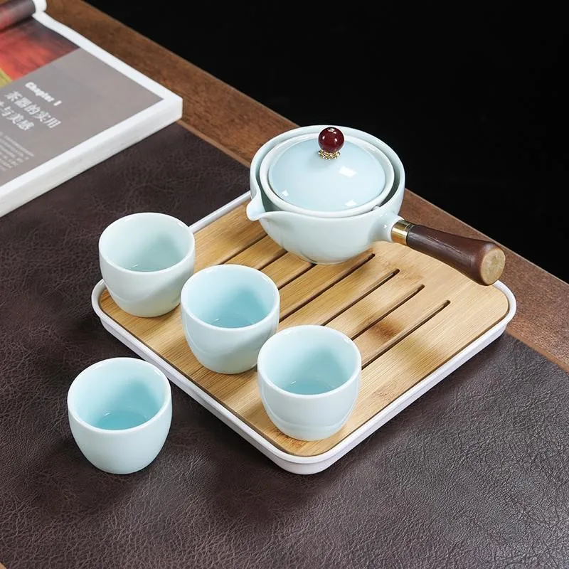 

360 Degree Rotation Shaking Tea Making Pot With Handle Anti Scalding Kung Fu Tea Pot For Household Ceramics Brewing Tea ZE399