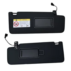 Black Front Sun Visor Panel with Makeup Mirror - Car Interior Sunshield Accessory (Black Set)