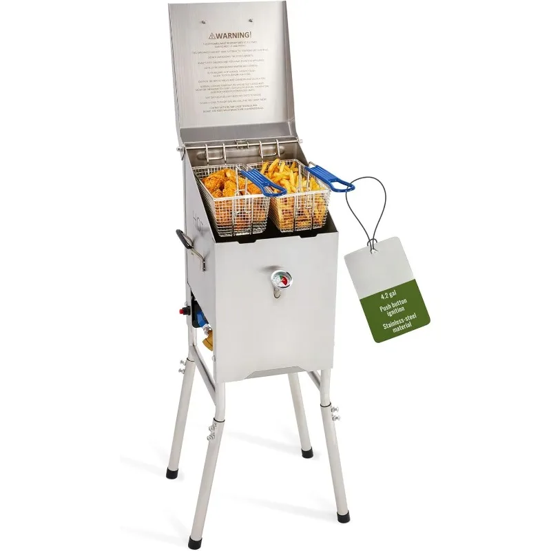 Outdoor 4-Gallon Propane Deep Fryer 57,000 BTU for Camping