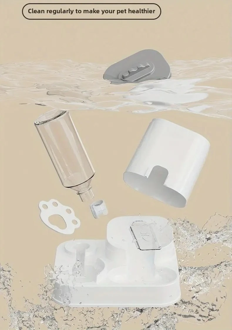 automatic   water dispenser with integrated feeder - 1-10l capacity, no battery needed,   for easy monitoring, durable pet food & water basin for indoor/outdoor use, cat water dispenser,   accessory, sturdy construction, without battery Product details 6