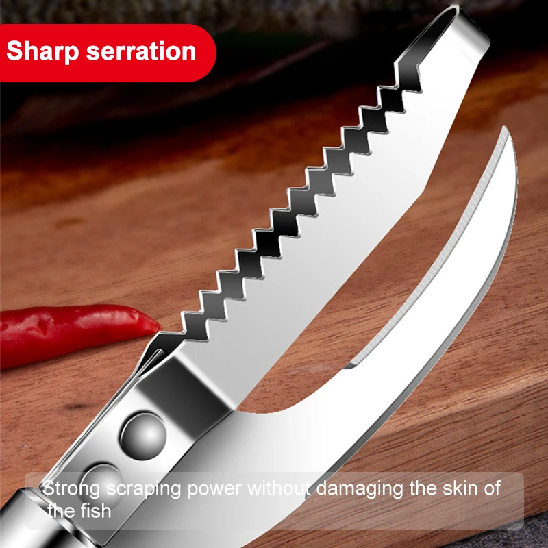 3 In 1 Stainless Steel Fish Scale Knife Cut/Scrape/Dig Maw Sawtooth Peelers Fast Cleaner Remove Skin Brush Kitchen Accessories