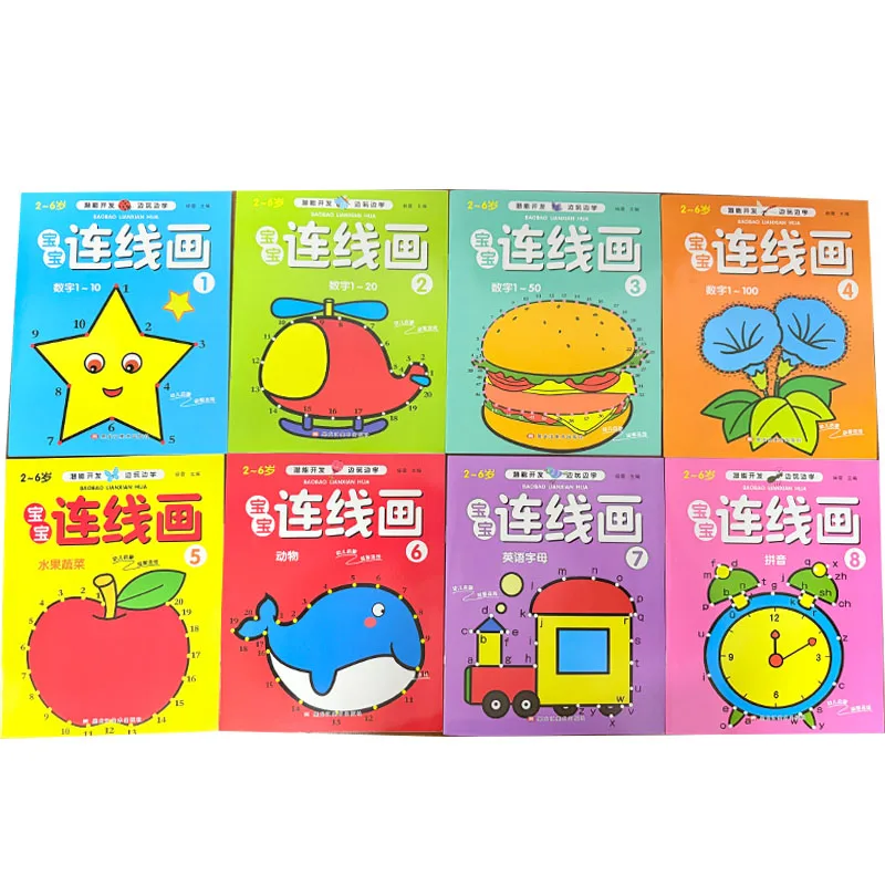 Libro di Disegno e Colorazione Passo dopo Passo per Bambini 2-6 Anni, Set da 8 Pezzi, Quaderno di Pittura per Educazione Precoce Prescolare - immagine 6