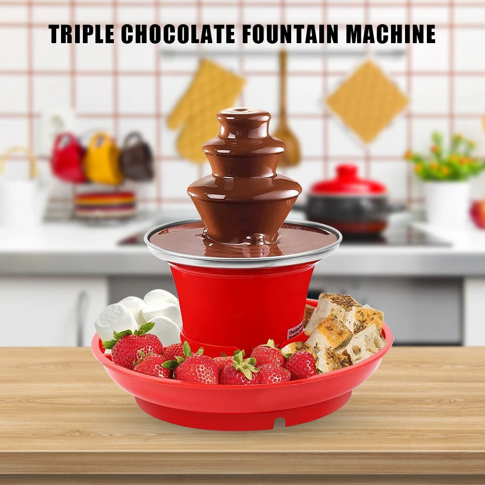 Description Picture 6 of item3 Layer Mini Chocolate Fountain with Fruits/Nuts/Treats Serving Tray Electric Melting Machine for Weddings Birthday Parties