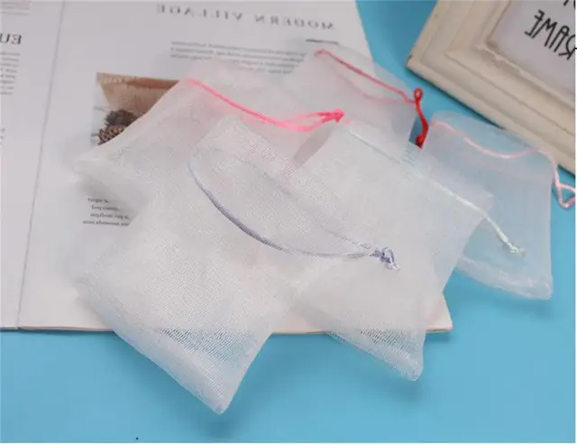 10 Sacchetti Rete Per Sapone - Retine Esfolianti 11x9 Cm Con Cordino - Foto 14