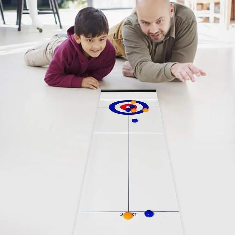 Foldable Mini Curling Table Curling Ball Tabletop Game Kid Adult Family School Travel Tabletop Culing Game 16PCS/set