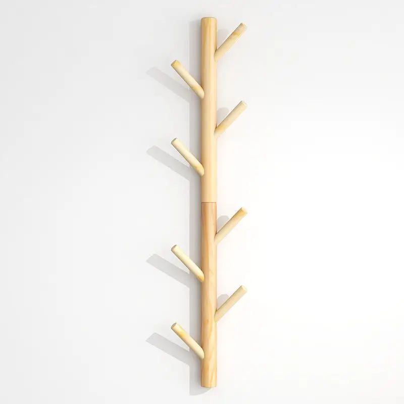 Tree Branch Solid Wood Wall Mounted Coat Racks Bedroom Clothes Hat Rack Living Room Entrance Coar Hanging Hooks