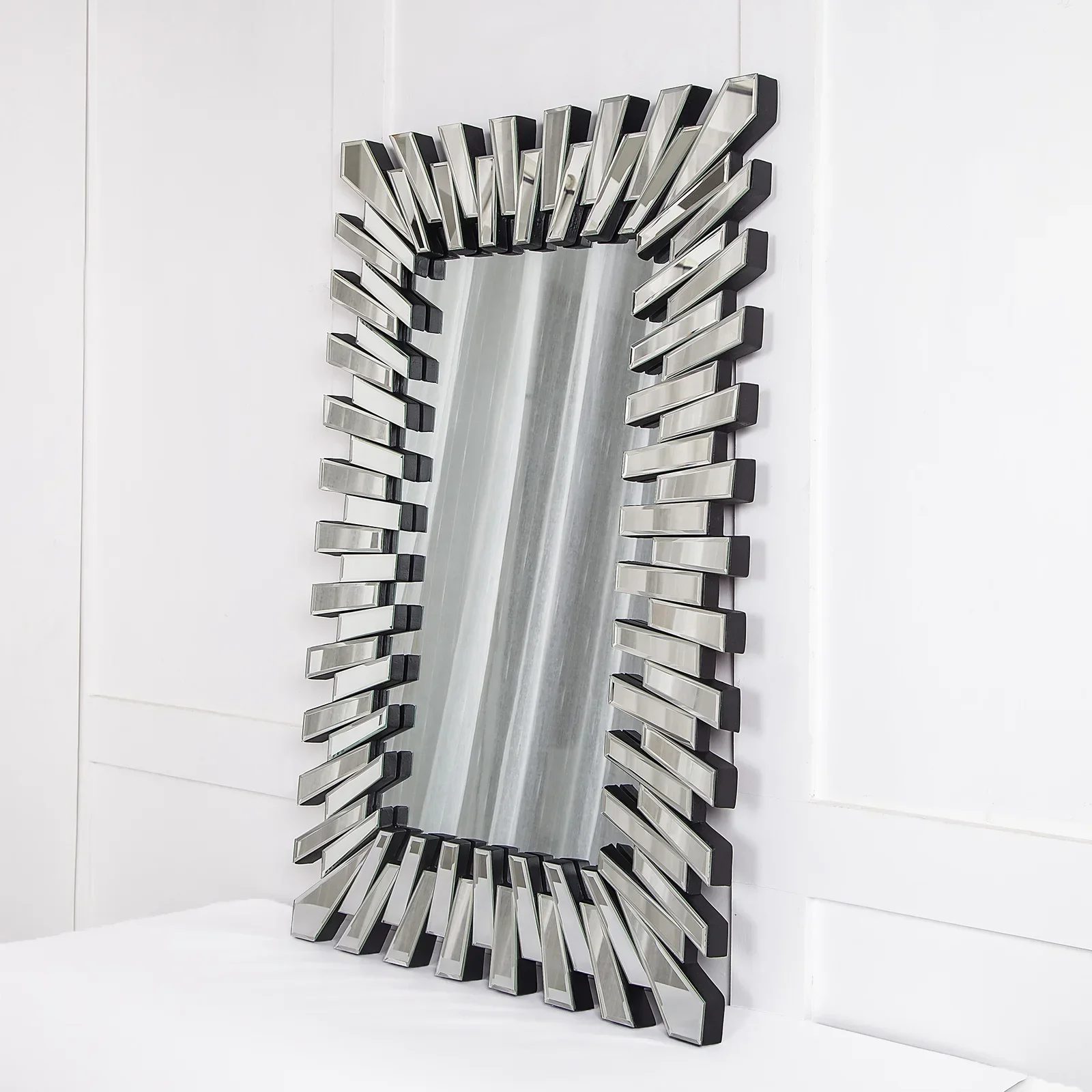 Modern Hanging Mirror Rectangle Glass Wall Mirror 3D Design Beveling Edge Decoration Accent For Home Hotel Furniture