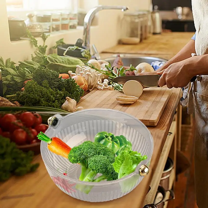

Rice Washing Bowl Rice Rinser Strainer Double-layer Rice Washing Basket Drain Basket Kitchen Drain Basin Fruit And Vegetable
