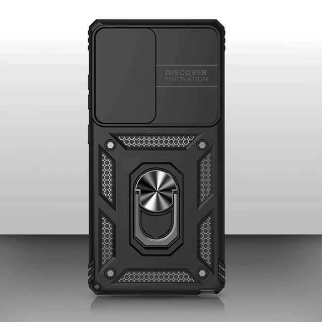 Protective Case with Slide Lens Cover and Rotating Ring Stand