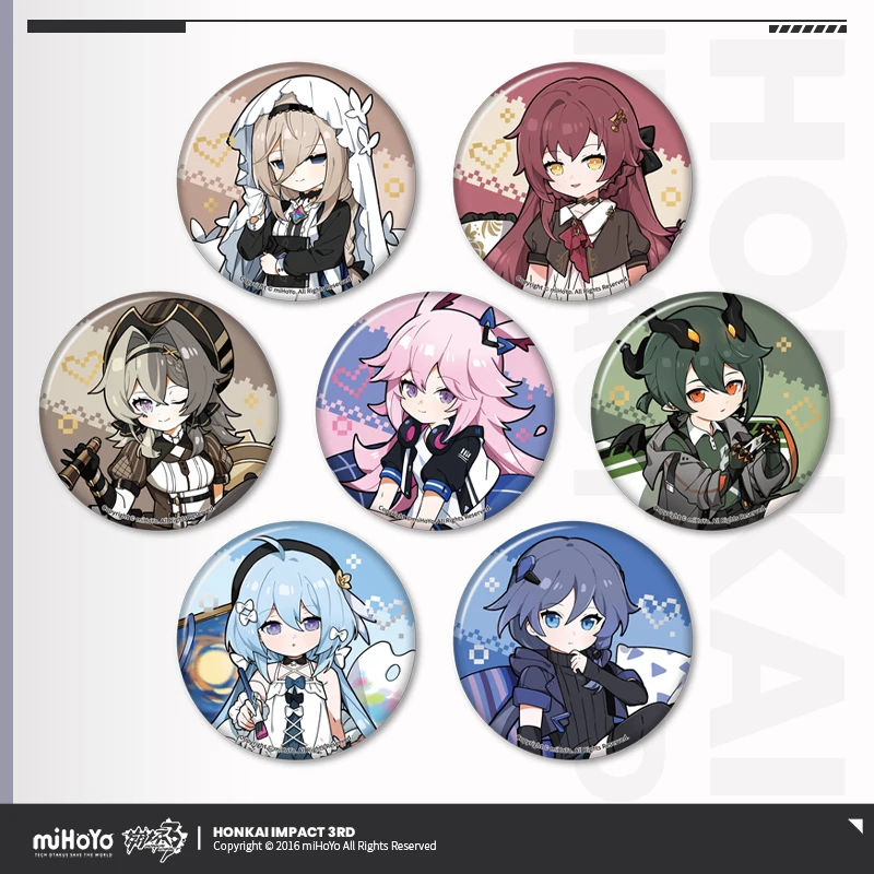 

Honkai Impact 3rd Official Merch miHoYo Original Authentic Yingjie Series Badge Mobius Kosma Kevin Kalpas Elysia