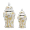 Gold-plated Flower Ceramic Ginger Jar White Ceramic Storage Jar Crafts Ornaments Flower Arrangement Decorative Jar Ornaments 4
