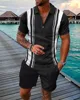 Summer Luxury Pattern 3D Print Men's Tracksuit Set Casual Zipper Polo Shirt And Shorts 2pcs Sets Fashion Streetwear Man Cloth 5