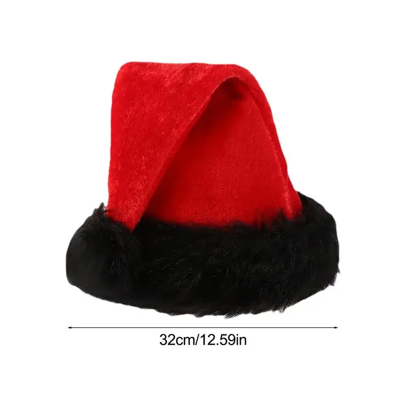 Fashion Christmas Hats with Black Cuffs Unisex Decorative Santa Hat Holiday Costume Winter Warm Hats Christmas Cosplay Props