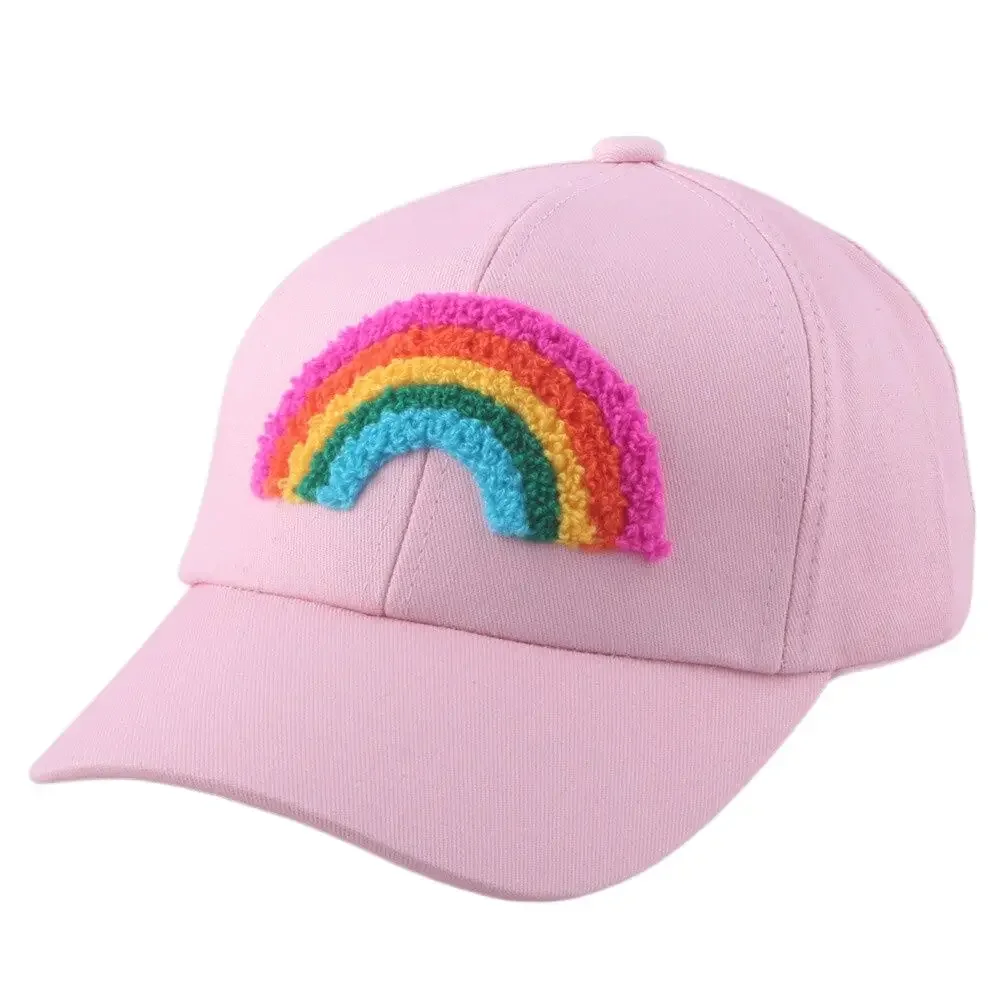 Cute style 2 to 7 years baby sun hat outdoor sun hat snapback cap baseball cap girls rainbow pink hat for summer beach vacation