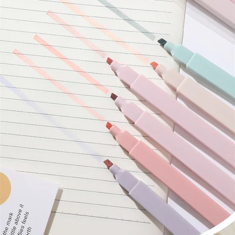 6pcs/set Pastel Color Highlighter Kawaii Stationery Color Marker School Supplies Student Marker Highlighter Japanese Stationery highlighter marker highlighter pen marker pen art marker