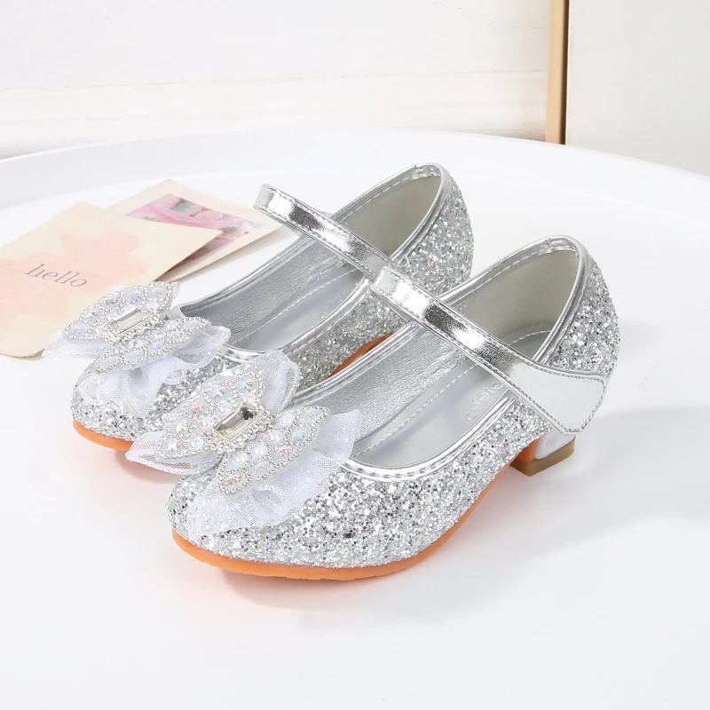 Girls Leather High Heels Shoes for Wedding Party