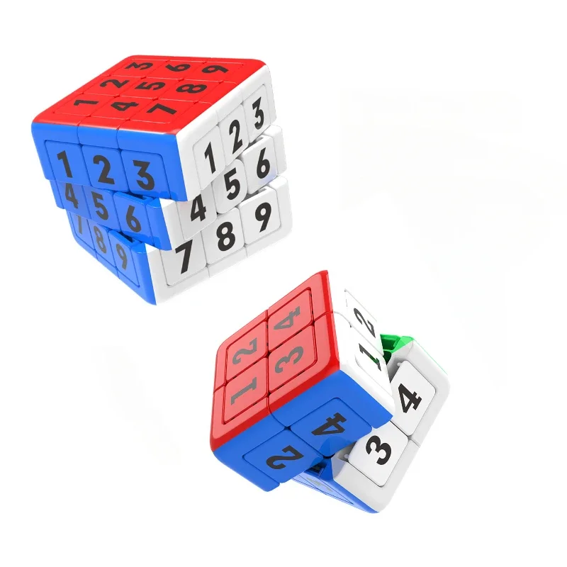 Yuxin Sudoku Puzzle Magic Cube 2x2 3x3 Cube Huarong Road Creative Speed Cube Puzzles Solid Color Smooth Children's Toy