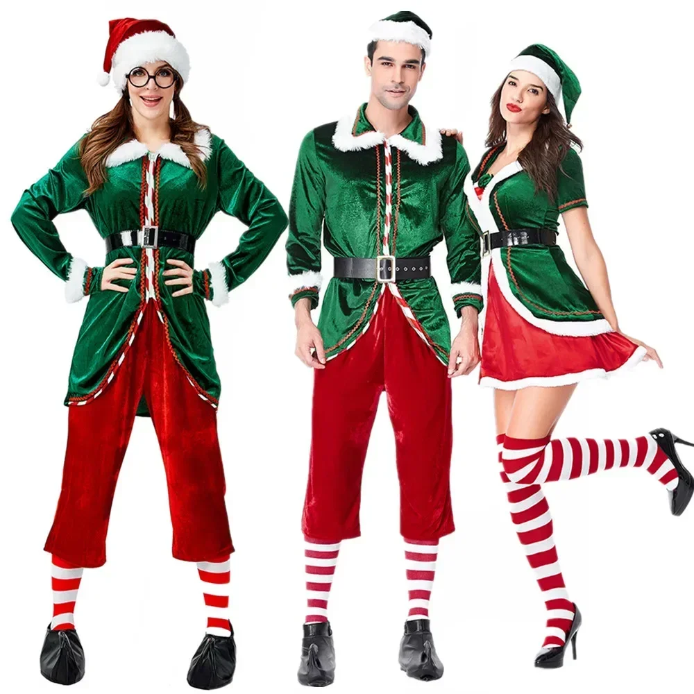 

Christmas Green Elf Costume Sexy Santa Claus Role Play Christmas Tree Uniform New Year's Party Prop Stage Clothing