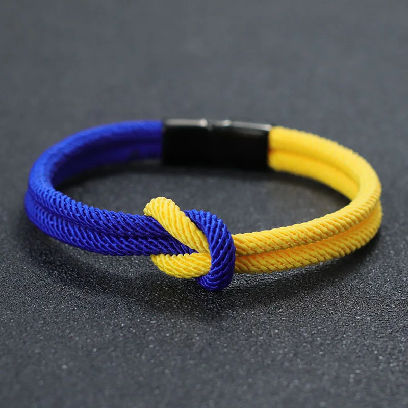 Stainless Steel Blue Yellow Ukraine Bracelet for Men and Women