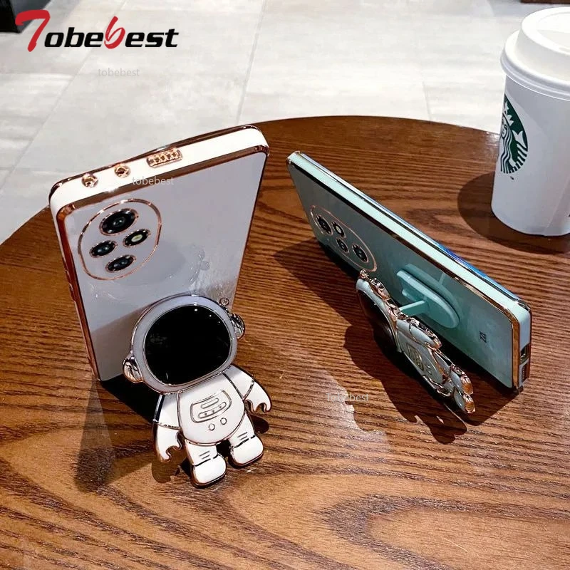 Astronaut Design Bracket Plating Phone Holder Silicone Case
