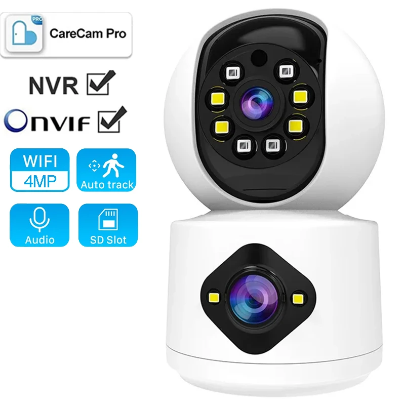 

4MP Dual Lens WiFi Camera Dual Screen Auto Tracking Ai Human Detection Indoor Home secuiryt CCTV Video Surveillance Baby Monitor