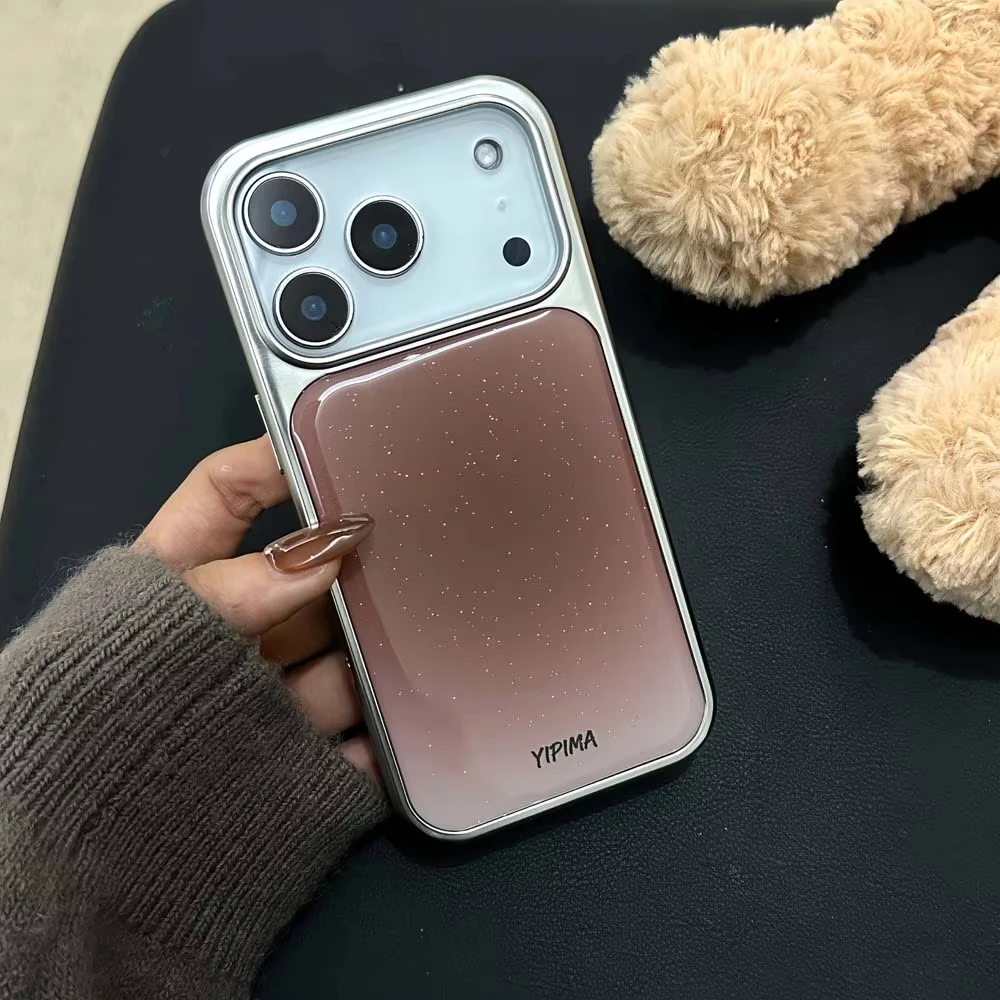 Gradient Color Glossy Pattern Electroplated Resin Phone Case Back Cover
