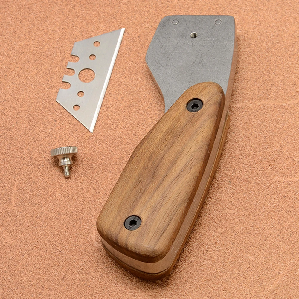 Nattools 가죽 절단 칼 수제 DIY 교체 가능한 날카로운 블레이드 절단 도구 호두 손잡이 고급 가죽 만들기 도구