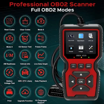 OBD2 Scanner Live Data Professional Mechanic OBDII Diagnostic Code Reader Tool for Check Engine