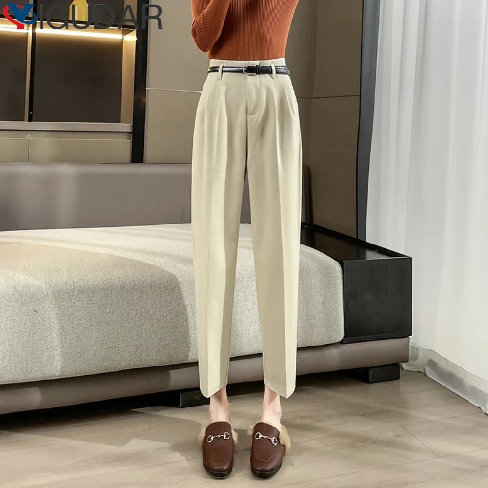 

Autumn Winter Women's Solid Color Wide Leg Straight Leg Pants Loose Elastic Waist Slim Casual Fashion Sweatpants Casual Pants