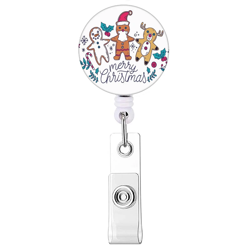 Weihnachts stil einziehbare Abzeichen halter Rollen clip Santa Claus Ausstellungs karten halter Frau Kinder Schneemann ID-Karten ketten clips – Detail 12
