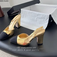 Sandales en cuir véritable pour femmes, talon super haut de 9,5 cm, bout rond, taille authentique 35-43, disponibles en différentes couleurs, bout rond 2