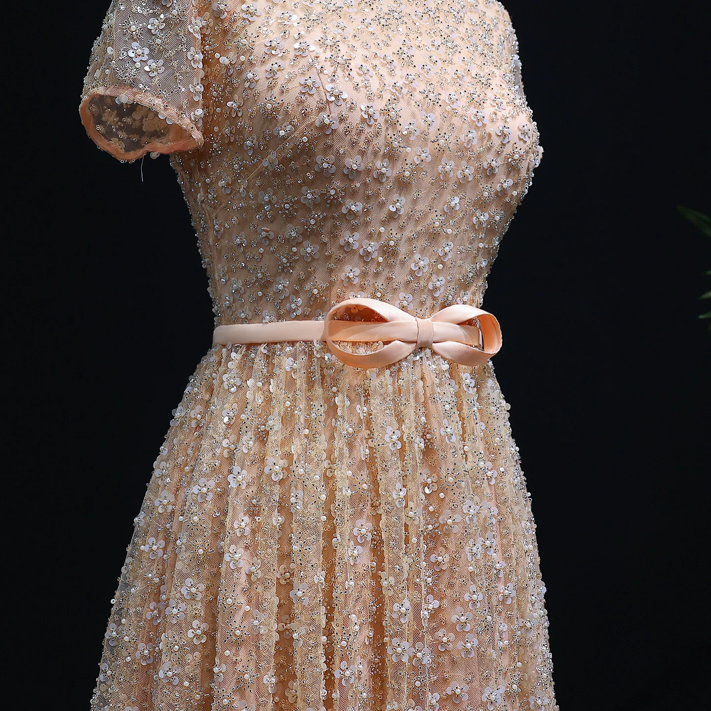 slim fit dress slacks Gold Rhinestone Blush Pink Tulle A-line Wedding Dresses, CW0437 main image 0