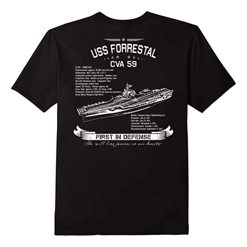 

USS Forrestal CVA-59 Aircraft Carrier T-Shirt New 100% Cotton O-Neck Summer Short Sleeve Casual Mens T-shirt Size S-3XL