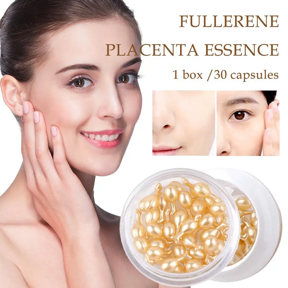 

Placenta Capsules Face Serum Fullerene Anti-wrinkle Anti-aging Whitening Essence Hydrating Firming Skin Repair Essence Cosmetics