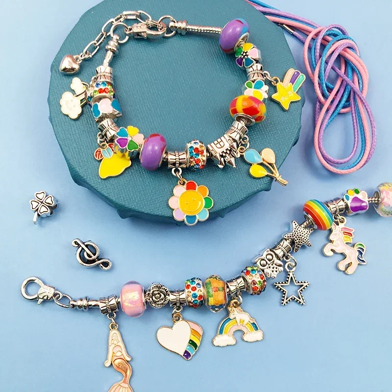 Beaded jewelry kit jewellery making kit friendship bracelet making kit Charm Bracelet Making Kit 66 Pcs for Girls