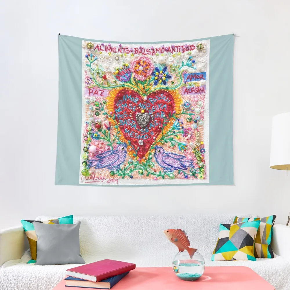 

Embroidered heart Tapestry Carpet On The Wall Room Decoration Aesthetic