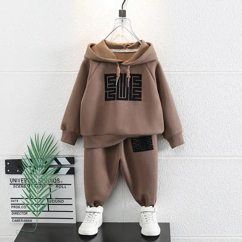 

Autumn Causal Baby Boys 2-10Years Clothes Sets Children Patchwork Long Sleeve Pullover Hoodie+Pants 2Pcs/Sets Boys Tracksuits