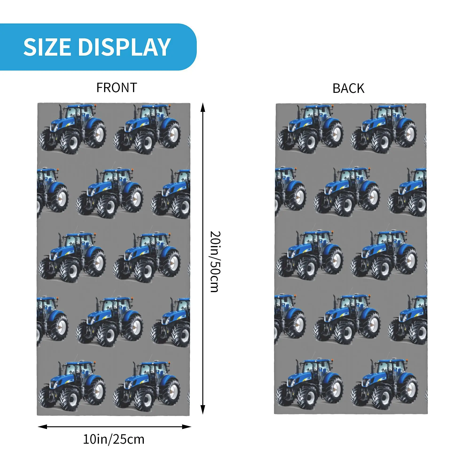 Tractor Bandana Neck Gaiter for Ski Hunting Women Men Wrap Scarf Heavy Machinery Balaclava Warmer Blue
