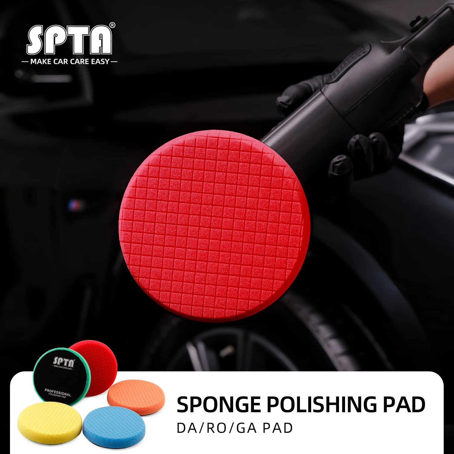 SPTA 1PC 5"(125mm)/6"(150mm)7"(180mm) Grid Round Pads Sponge ing Polishing For DA/RO/GA Car Polisher