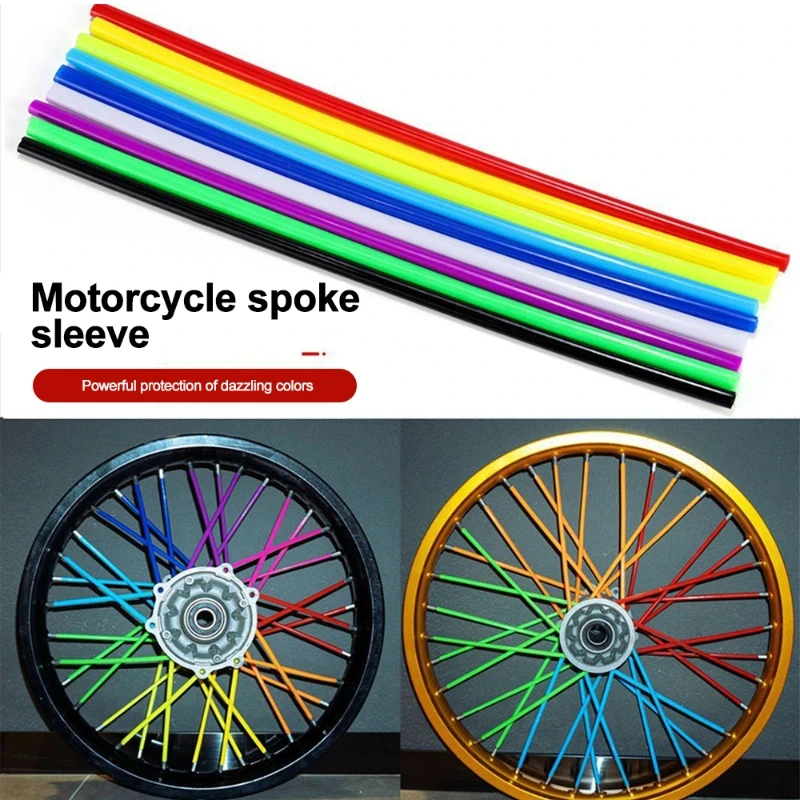 72Pcs Motorcycle Spoke Covers Wheel Spoked Protector Wraps Rims Skin Trim 11 Colors For Motocross Bicycle