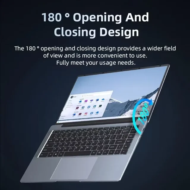 Nuovo laptop ultra sottile 14.1 "16GB RAM 2TB SSD Intel N3700 Notebook Gamer 1920*1080 Display Office Study Computer PC Windows 11 Pro 6