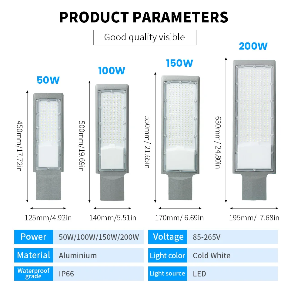 LED Street Light AC 110V 220V Outdoor Floodlight Spotlight IP66 Waterproof Wall Light Garden Road Street Pathway Pole Lights