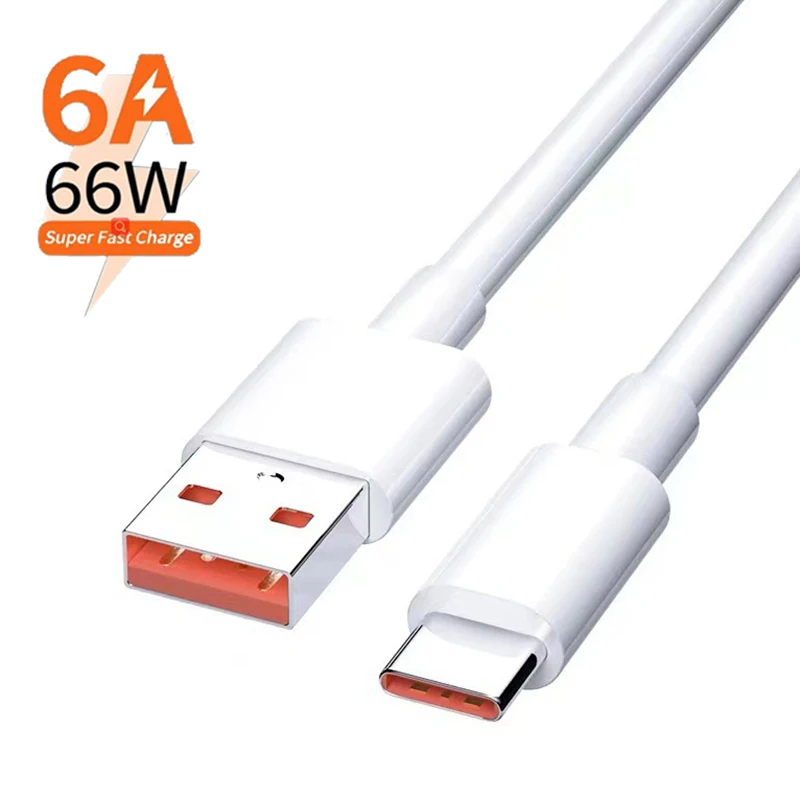 

1pc 2 Meter 6A 66W USB Type-c Super Fast Charge Cable For Xiaomi Huawei Smartphone