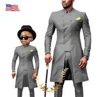 Smoking de Mariage 2 Pièces Imbibé pour Homme, Veste de ixFormelle pour Enfant, Vêtements de Style Indien Personnalisés pour Parents et Enfants 3