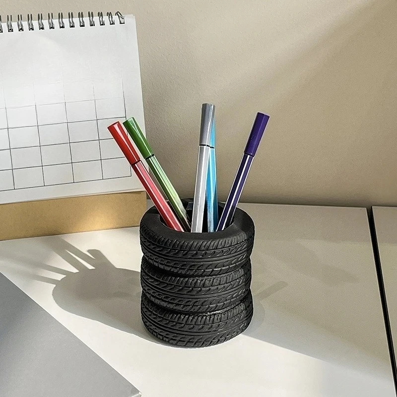 A Pen Holder in The Shape of A Car Tire, Suitable for Storing Pencils, Rulers, Stationery Storage, and Back To School Stationery