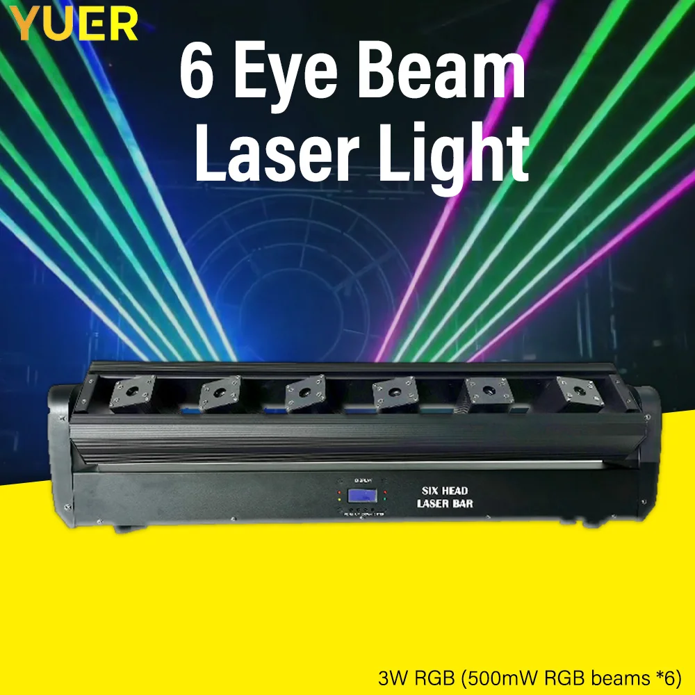 

6X500mw RGB beam laser projector DMX control DJ laser scanner shake head light wedding party nightclub stage light performance.