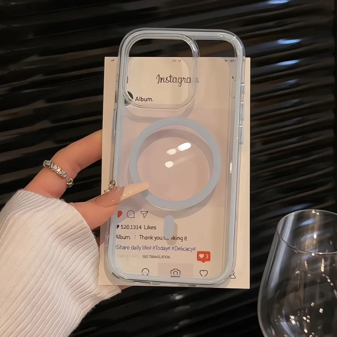 Transparent Soft Color Magnetic Bumper Phone Case with MagSafe Compatibility