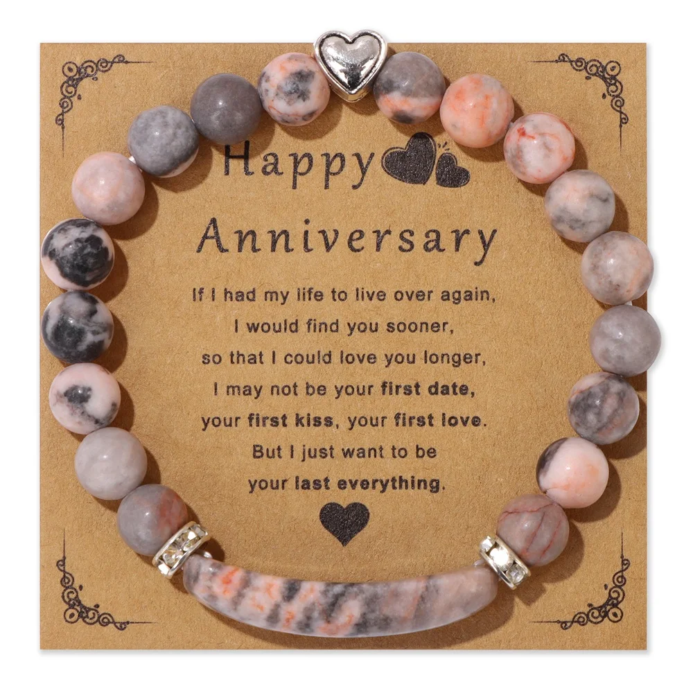 

Happy Anniversary Bracelet Jewelry Gifts Handmade Natural Stone Beaded Healing Lucky Mineral Women Men Gift Wholesale Bulk